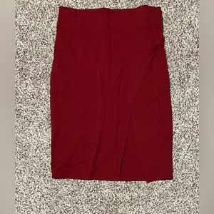 Red pencil skirt with slit